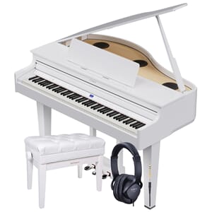 Roland GP-6 Hvitt flygel -pakke med Krakk og Hodetelefon
