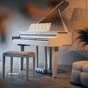 Roland GP6 Hvit Pianolakk Inteirør Krakki Pianopakke