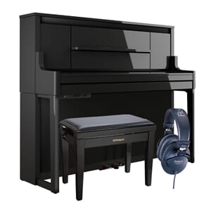 Roland LX9 Sort pianolak Pakke med Pianokrakk og Hodetelefon